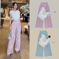ราคา เซ็ตเสื้อลูกไม้สีขาวพร้อมกางเกงขายาวป้ายLinda (23186359950)