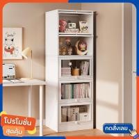 ราคา ตู้เก็บหนังสือ ชั้นวางหนังสือ ชั้นวางหนังสือตั้งพื้น สีขาว เปิด-ปิดได้ ชั้นวางของ ตู้วางหนังสือ ตู้โชว์ พร้อมลิ้นชัก (23607355192)
