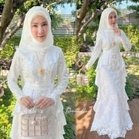 ราคา Dress Muslim รวมเซทชุดเดรสสีขาว ชุดเจ้าสาวมุสลิมทรงหางปลา เดรสเจ้าสาวมุสลิม เดรสสีขาว (20995767771)