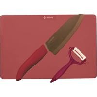 ราคา Kyocera Ceramic Kitchen Knife Bordeaux ชุดมีด Kyocera มีดเซรามิค ชุด 3 ชิ้น (21525007327)