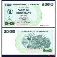 ราคา ธนบัตร ซิมบับเว Zimbabwe ราคา 25,000,000 ดอลลาร์ (25 ล้าน) ปี 2008 P-56 ใหม่เอี่ยมไม่ผ่านการใช้ สำหรับสะสมและที่ระลึก (21540253966)
