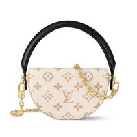 ราคา LV / Louis Vuitton 24 ใหม่สุภาพสตรีสีเบจครึ่งวงกลมพิมพ์ผ้าใบกระเป๋าถือ (26334128020)