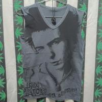 ราคา เสื้อยืดแขนตัด มือสอง เสื้อวงพังค์ สกรีนเต็ม Sex Pistols Size S อก18/ยาว25 (7378685686)