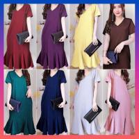 ราคา เดรสผู้หญิง dress คอวี แขนสั้น ระบาย ชุดทำงาน สาวอวบ สไตล์แฟชั่น น่ารัก สีดำ แดง เขียว เหลือง เทา ชมพู ม่วง กรม พร้อมส่ง (7812411947)