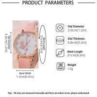 ราคา ❤️ นาฬิกาผู้หญิงหน้าปัดผีเสื้อ6ชิ้นนาฬิกาผู้หญิงสายหนังสีชมพูนาฬิกาผู้หญิงแฟชั่นลำลองควอตซ์นาฬิ (25542915369)
