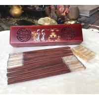 ราคา ไม่ผ่านใช้ ชุดตะเกียบไม้พร้อมที่วางงาช้าง บรรจุกล่องไม้ Nine Chopstick Pairs with Rests & Inlaid Rosewood Box (24742991173)