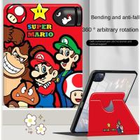 ราคา [เคสหมุนได้ 360 องศา] เคสแท็บเล็ต ลายการ์ตูนอนิเมะ Mario สําหรับ iPad Air4 Air5 Gen10 iPad Gen9 Gen8 iPad Gen6 Gen5 pro2017 Air3 Pro 11 (25409099518)