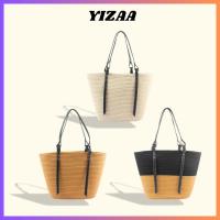 ราคา กระเป๋าสานเชือกฝ้าย สีตัดกัน กระเป๋าผู้หญิงใบใหญ่สะพายข้าง สายหนัง กระเป๋าสานไปทะเลใบใหญ่ แฟชั่นสําหรับสตรี P150 (29027306533)