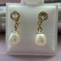 ราคา ตุ้มหูทองแท้พลอยขาวแท้ไข่มุกแท้สวยๆ (2137528611)