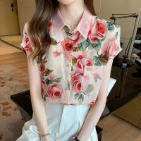 ราคา พร้อมส่งจากไทย เสื้อเชิ้ตชีฟองพิมพ์ลายดอกแฟชั่นผู้หญิง เสื้อเชิ้ตแขนสั้นสไตล์เกาหลี ฮาวาย ซัมเมอร์ Clothing W226 (24178639085)