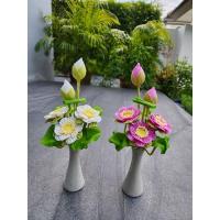 ราคา ดอกบัว แจกันดอกบัว ดินปั้น แบบพับกลีบ ปราณีต สวยงาม สูง 12-13นิ้ว (29003347028)