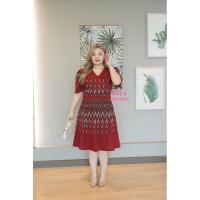 ราคา ชุดเดรสผ้าไทยสาวอวบไซส์ใหญ่ ตัดทรงคอวี ลายเชิง กระโปรงทรงย้วยดูหรูหรามาก(24ด)-PakaClothing (23149012723)