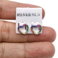 ราคา ต่างหู เงินแท้ 92.5% รูปหัวใจ ฝังพลอย cz 5 สี หนัก 1.3 กรัม เคลือบทองคำขาวแล้วครับ ใส่ไม่ดำ (20422720825)