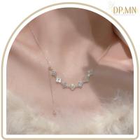 ราคา สร้อยคอ ชุบทอง 14K รูปดอกไม้ ประดับด้วยเพชร CZ มีระย้า .｡.:*･❀●•♪. .｡.:* (18593445432)