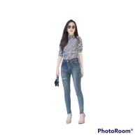 ราคา กางเกงยีนส์เอวสูง กางเกงยีนส์ กางเกงสวยๆ เนื้อผ้ายืด ผ้าสลาฟฮ่องกง นางแบบใส่งานจริง สินค้าตรงปก!! (3554896014)