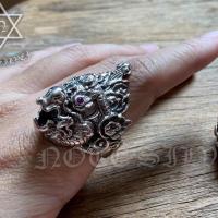 ราคา แหวน หน้าพญาครุฑ ตาฝังทับทิมแท้ Sterling Silver 925 NSRG2546 (26116896035)