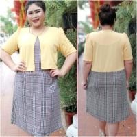 ราคา BigSize dress เดรสสาวอวบ เสื้อกั๊ก คอกลม สีเหลือง แดง เขียว ลายสก็อต แขนสั้น ชุดทำงาน ออกงาน ทรงใหญ่ คนอ้วน ผู้หญิง sale (1631066147)