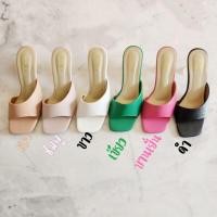 ราคา ไซส์ 36-40 รองเท้าส้นสูง 3.5 นิ้ว รุ่น Mossie Small size ส้นแก้วแชมเปญ หนังนิ่ม รองเท้าไซส์ใหญ่ (23678497848)