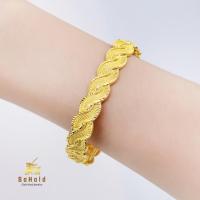 ราคา SOHOLDGOLD กำไลทองคำแท้ 96.5 น้ำหนัก 1 บาท ลายเกลียวคลื่นสีทอง ขายได้ จำนำได้ พร้อมใบรับประกัน (28819396249)