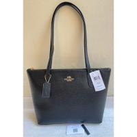 ราคา New Coach Fiona Zip Tote Bag In Signature Canvas/Black 12.5 นิ้ว แท้ (24744621100)