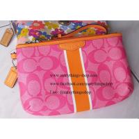 ราคา Coach Signature Stripe coated canvas medium Wristlet F51597 สี pink/orange (47654761)