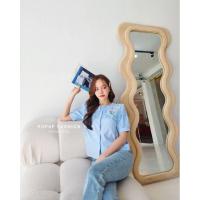 ราคา Go Style​ เสื้อคอบัวปักดอกไม้แต่งลูกไม้สไตล์วินเทจผ้าลินิน สีฟ้า (23672092953)