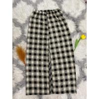ราคา กางเกงขายาวลายสก็อต สไตล์เกาหลี เอวยางยืด เนื้อผ้าดี ใส่สบาย (25927258704)