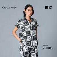 ราคา Guy Laroche เสื้อเชิ๊ตแขนล้ำ Black Logo สีดำขาว GBB9BL (26965877940)