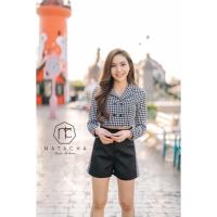 ราคา งานป้าย Natacha เซตขาสั้นเสื้อสูทแขนยาวครอป งานผ้าทอลายชิโนริเข้าเซตกับกางเกงขาสั้นแต่งแถบลายชิโนริ สวยหรูได้ลุคสาวทำงาน (10583195985)