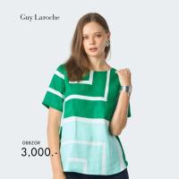 ราคา Guy Laroche Woman's blouse Light linen Green Logo เสื้อผู้หญิง คอกลม แขนสั้น สีเขียว GBBZGR (42052435997)