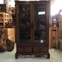 ราคา ตู้กระจกไม้สัก 2 บานเปิด 2 ลิ้นชัก สูง 3 ชั้น ขนาด 62x25x100 cm.ตู้ไม้สัก ตู้หนังสือ ตู้โชว์ ไม้สัก (28705662020)