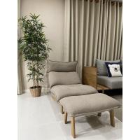 ราคา Muji ไฮแบคโซฟา พร้อมที่วางเท้า ปลอกผ้าฝ้ายโพลีเอสเตอร์สีเบจ (2929392459)