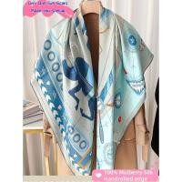 ราคา 100% Mulberry SIlk Square Scarf for WOmen BIG Shawl Pure SIlk Scarves hand rolled edge 140 ซม. * 14 (26913057566)