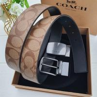 ราคา แท้ พร้อมส่งเข็มขัดชายเส้นใหญ่ COACH F22540 Boxed Harness Plaque Reversible Belt In Signature Canvas (17998003333)