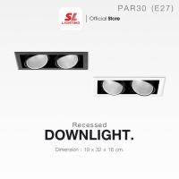 ราคา SL LIGHTIGN | Recessed Downlight โคมไฟดาวน์ไลท์แบบฝังฝ้า ทรงสี่เหลี่ยม แบบ 2 ช่อง ปรับหน้าได้ ขั้ว E27 รุ่น SL-6-672 (5742376848)