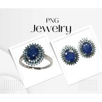 ราคา เซ็ต แหวน ต่างหู เงินแท้ 925 พลอยแท้ ไพลิน-น้ำเงิน 6 x 8 mm. ล้อม ไพลิน-เผาเก่า (25130439503)