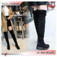 ราคา รองเท้าบูทยาวผ้ากำมะหยี่และหนังกลับ ส้นหนา สีดำล้วน (เพิ่ม 1 ขนาด) (29216942261)