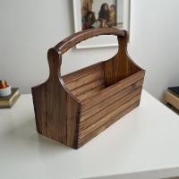 ราคา ตระกร้าใส่ของ มีที่จับ ใส่เครื่องปรุง เคลื่อนย้ายสะดวก ไม้สักแท้ (27776829748)