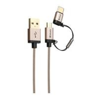ราคา สาย Verbatim 120cm 2 in 1 Type c & Micro USB to USB Gold 6292 (4382692022)