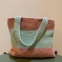 ราคา กระเป๋า tote ถักไหมพรมสีชมพูเขียวพาสเทล (5240404204)
