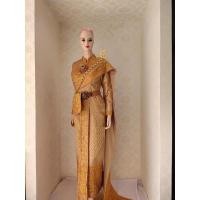 ราคา ชุดไทยศิวาลัย สีทอง สไบปักทั้งผืน ยาว ส่งฟรี (4089579526)