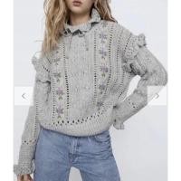 ราคา ZARA x เสื้อไหมพรม งานปักสีเทา ใหม่มากและสวยมาก ทรง oversize Tag ครบ งานแรร์ค่ะ อก 40 ยาว 20 ป้าย S • Code : 629 (10) (23801355655)