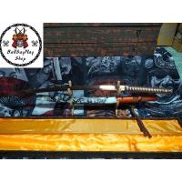 ราคา ดาบซามูไร ดาบคาตานะ ซามูไร ขนาดอาตนะ สปริง 9260 ใบเต็ม ใบทำสีส้ม สีส้มลายลายพระพุทธรูป (25959604554)