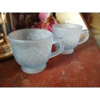 ราคา แก้วลายดอกกุหลาบสีฟ้ามือสองญี่ปุ่น (22267252829)