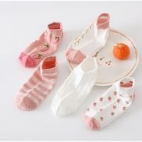ราคา Strawbraryถุงเท้าข้อสั้น โทนชมพูขาว 1 คู่ มี 2 ข้าง สีน่ารัก เกาหลี สุ่มสี ระบายอากาศได้ดี ถุงเท้าผู้หญิง (24031949929)