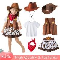 ราคา น่ารักสไตล์ตะวันตกเสื้อกั๊กกระโปรงวัวสีน้ําตาลสําหรับเด็กสาวผ้าพันคอสีแดงคาวบอยคอสเพลย์เครื่องแต่งกายฮาโลวีนคริสต์มาสพรรคชุด (28468059812)