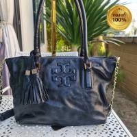 ราคา กระเป๋าหนังทอรี่ Tory burch มือสอบทรงโท้ท ทรงช้อปปิ้งสายสะพายหนังแท้ของแท้สีดำ มีตำหนิตรงอะไหล่หูกระเป๋ามีสีเฟด สีเหลือง (11177119830)