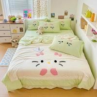 ราคา ชุดเครื่องนอนปักลายคิตตี้-ผ้าฝ้ายนุ่มและเย็น-แผ่นก้อนพร้อมผ้าห่มฤดูร้อน (26938335549)