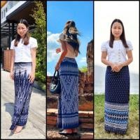 ราคา กระโปรงผ้าถุงเย็บสำเร็จลายไทย (22655772597)