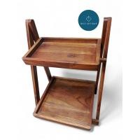 ราคา ชั้นไม้วางของ พับเก็บได้ ไม้สัก ชั้นวางต้นไม้ 2 ชั้น (28836597690)